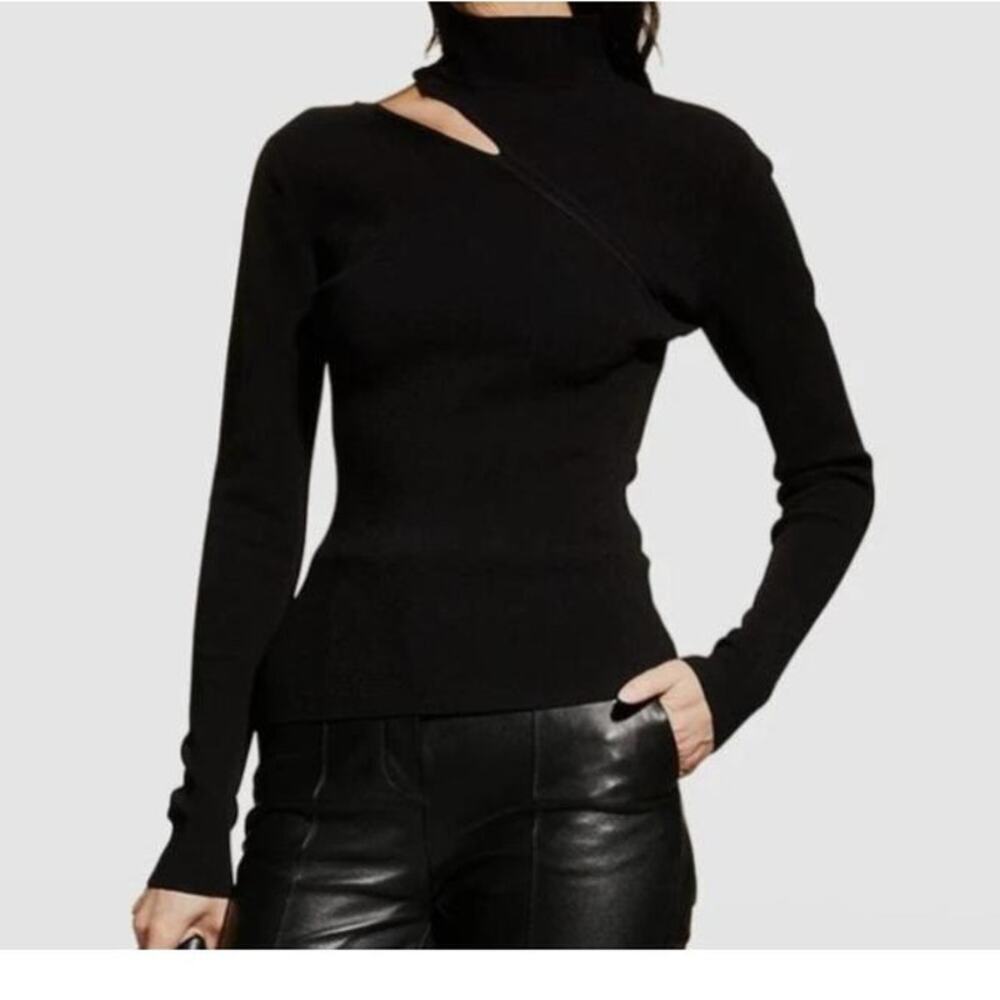 NWT Autumn Cashmere Black Cutout Turtleneck Sweater (XL)